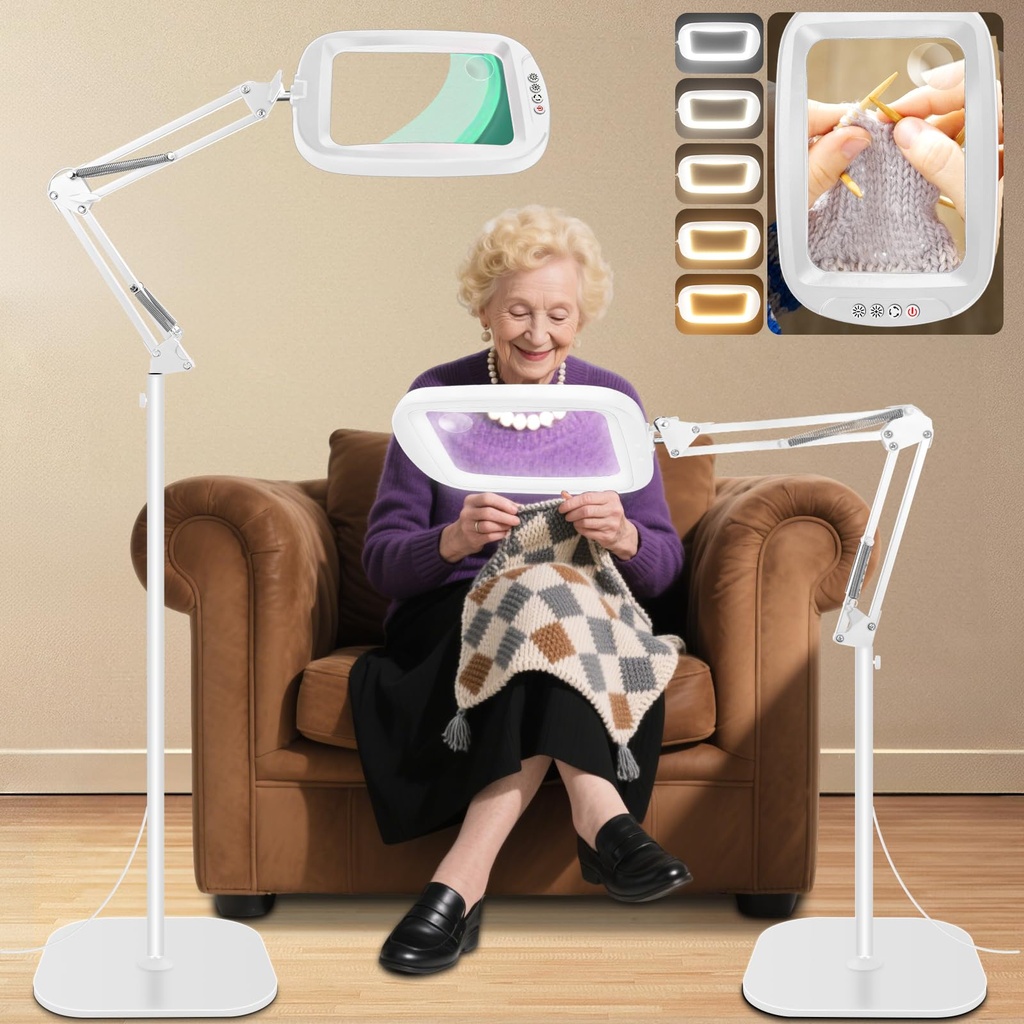 NZQXJXZ 10X 30X Rectangle Magnifying Glass with Light and Stand, LED Lighted Floor Magnifyi