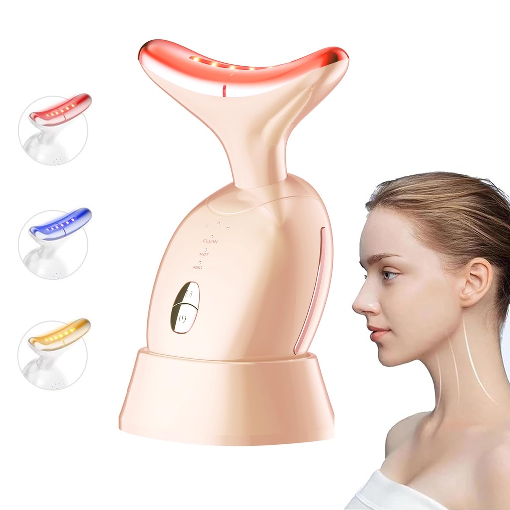 Facial Massager, Multifunctional 3-Color LED Facial and Neck Massager With Vibrating