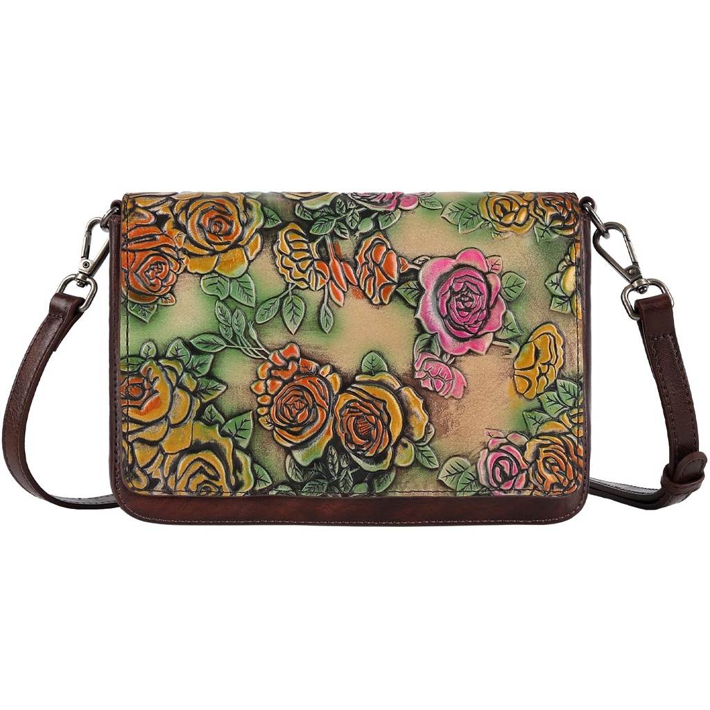 ArtsEye Genuine Leather Crossbody Bags for Women Shoulder Bags with 2 Detachable Straps 