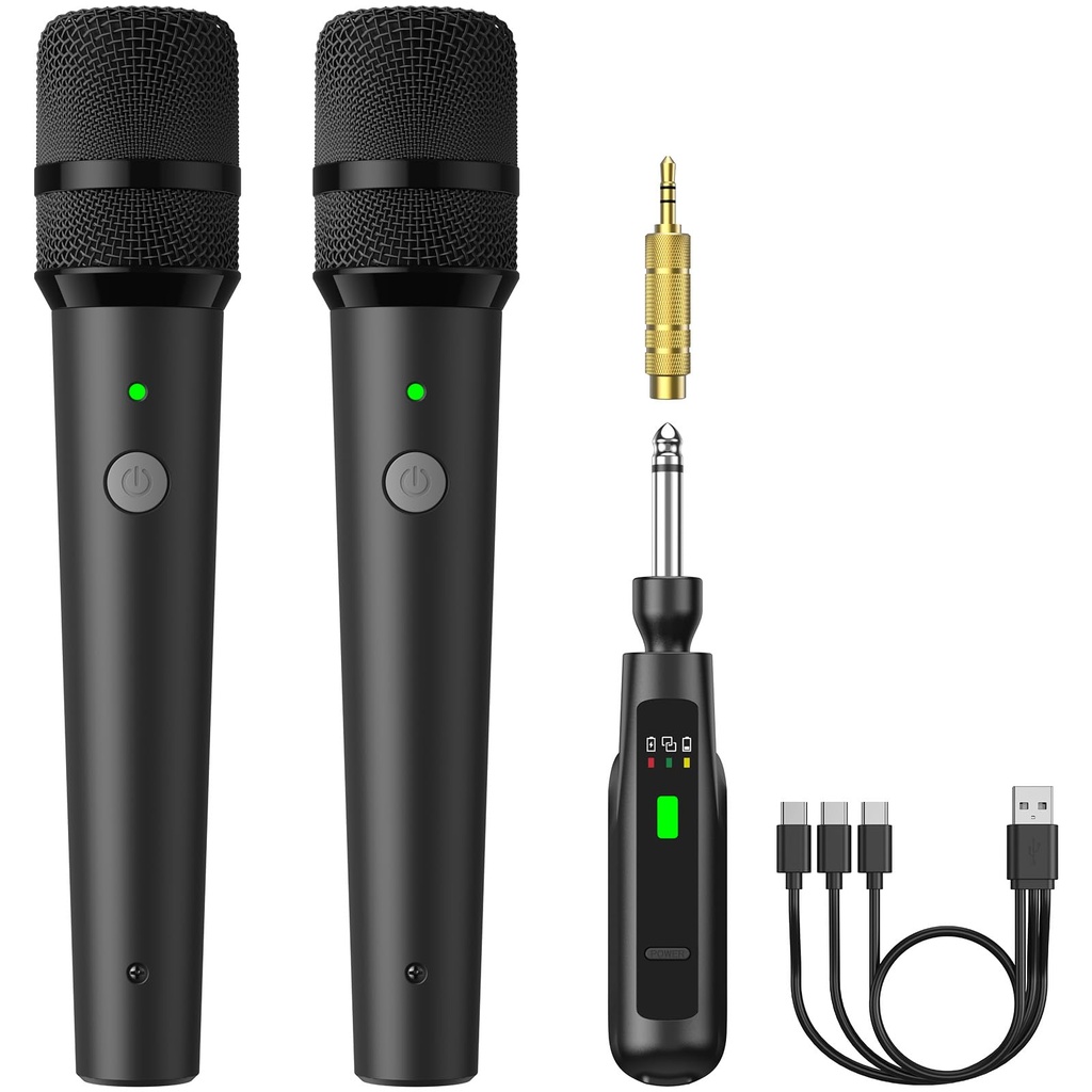 TONOR 2.4G Dual Wireless Microphones & Receiver, Rechargeable Karaoke Microphones