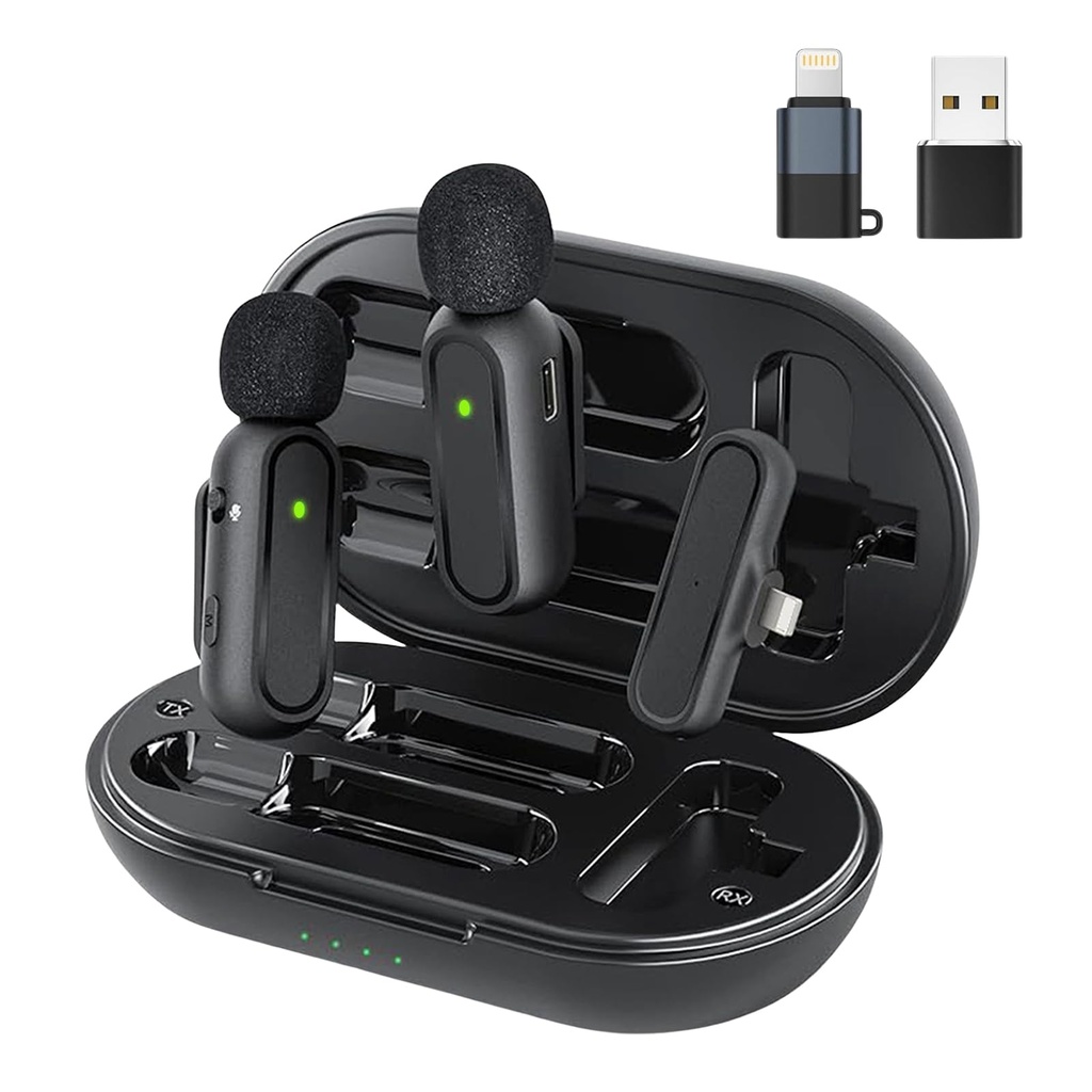 Colexy 2 x Wireless Microphone for Android, iPhone and iPad with Adapter