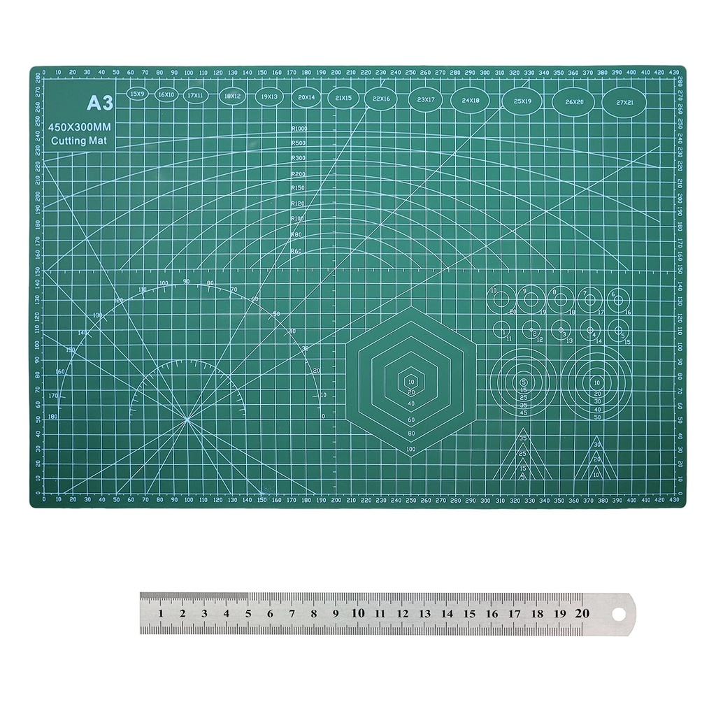 GETRICH Craft Cutting Mat A3 Green,3mm Thick Self Healing Cutting Mat A3, Double Sided Cutti