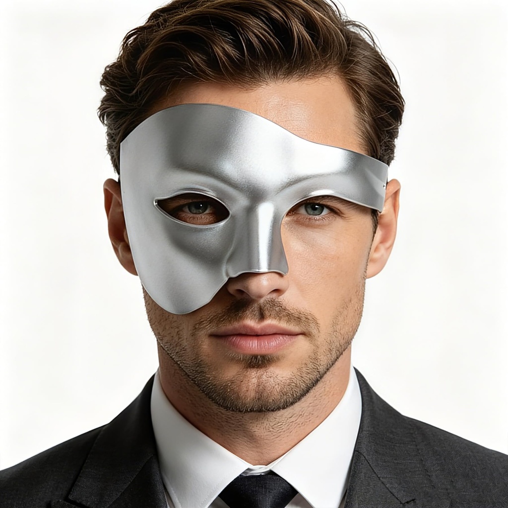 Oidea Masquerade Mask for Men: Solid Color Half Face Phantom Of The Opera Mask Halloween Co