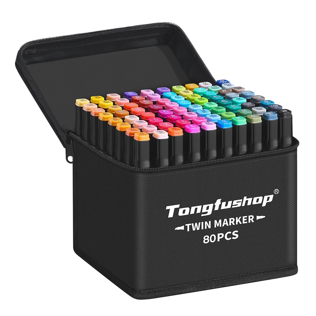 Tongfushop 80 Colored Marker Set, Colouring Pens, Markers, Art pens for Drawing, Sketching,