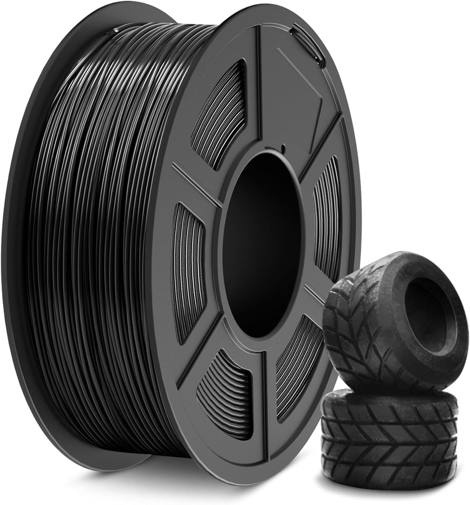 SUNLU TPU Filament TPU 95A Black, Flexible 3D Printer Filament TPU Filament 1.75mm, High 
