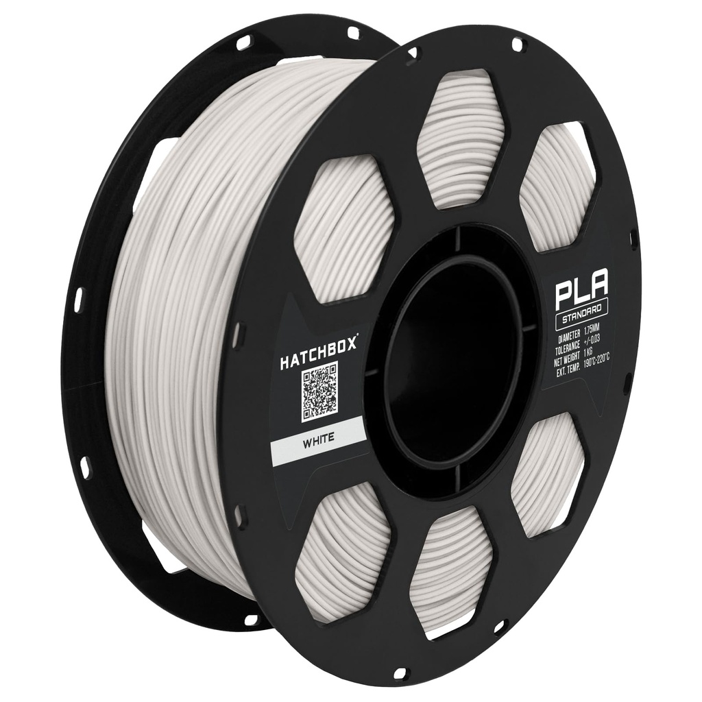 HATCHBOX 1.75mm White PLA 3D Printer Filament, 1 KG Spool, Dimensional Accuracy +/- 0.03 m