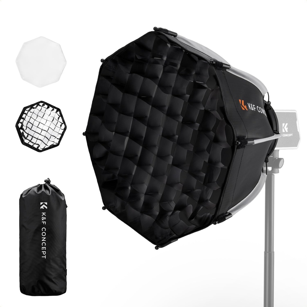 K&F CONCEPT 15.7"/40cm Octagonal Softbox Mini Bowens Mount, Quick Folding Quick Set Up