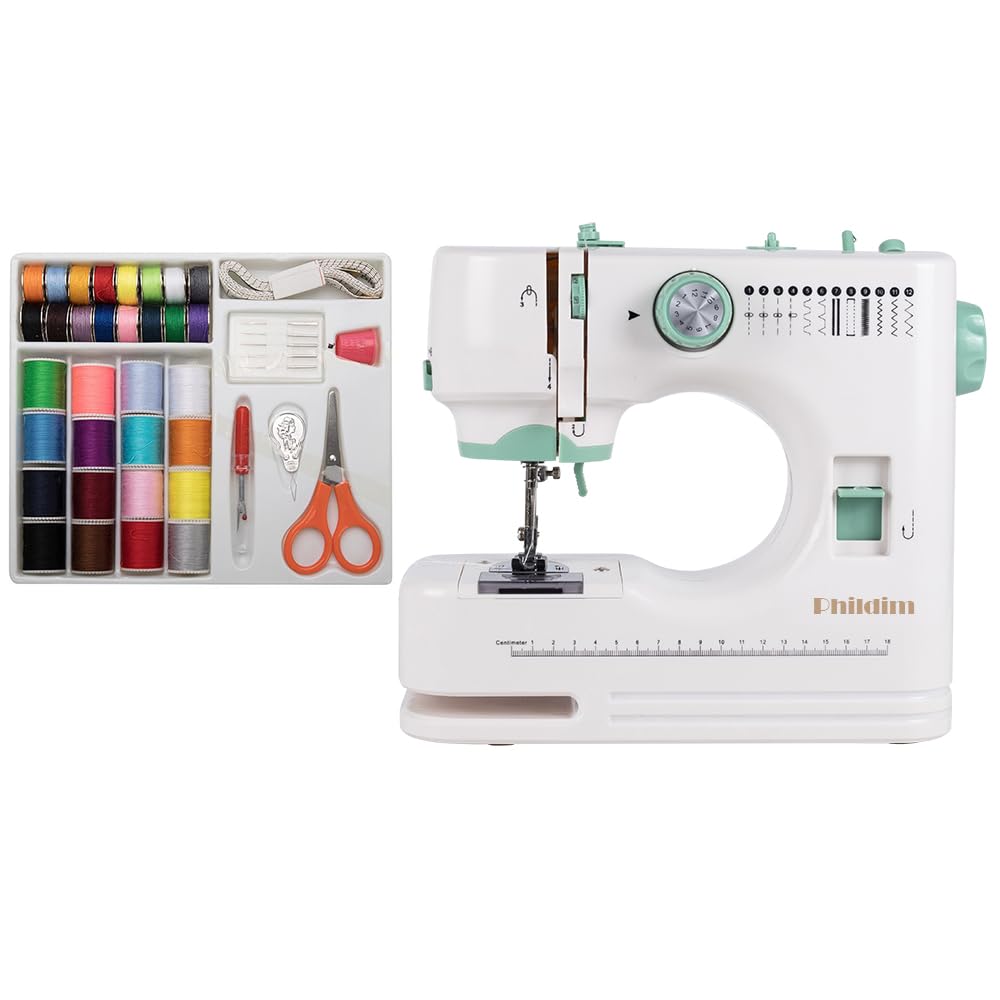 Mini Sewing Machine for Beginner by Phildim (Sewing Supplies set included) - Small Sewing 