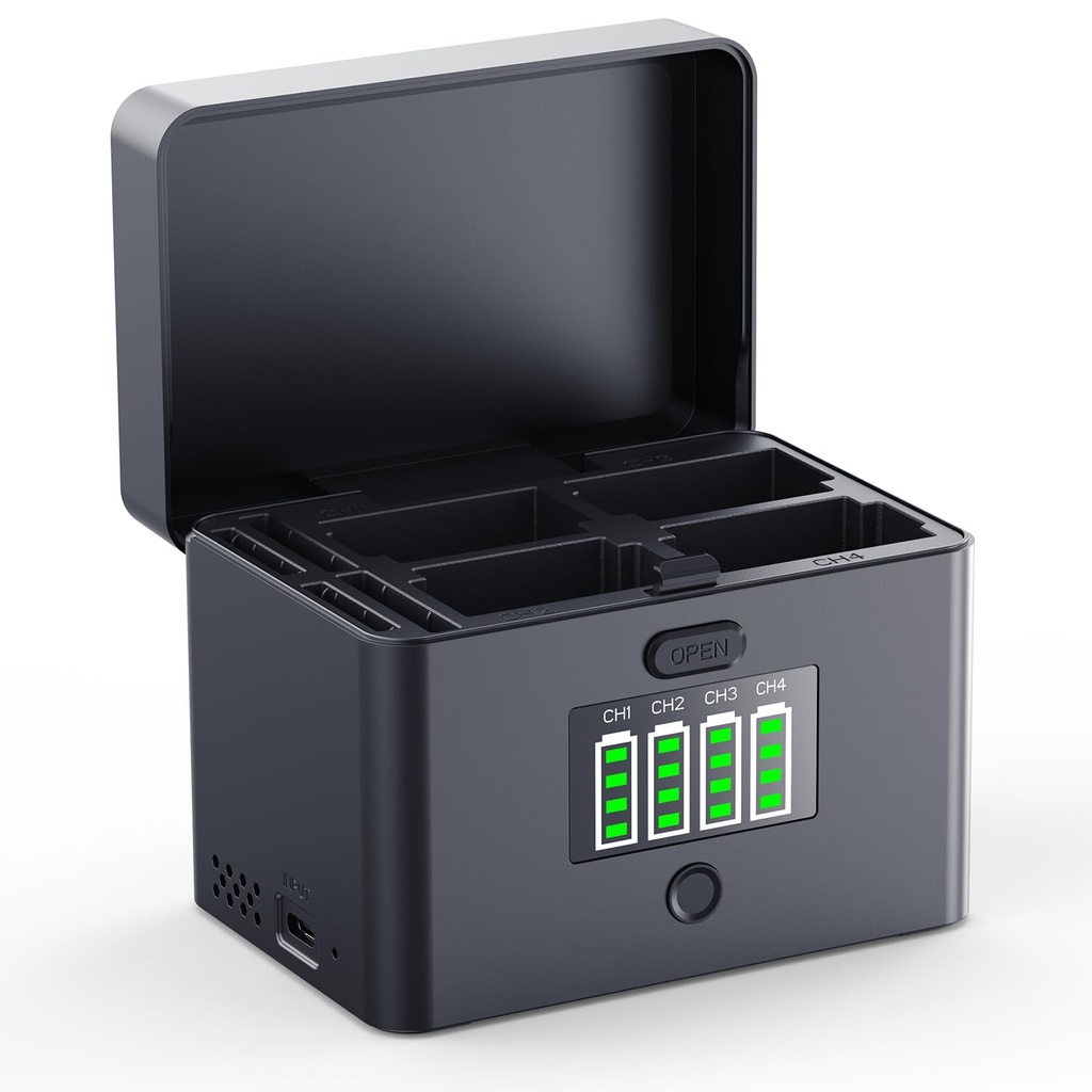 K&F CONCEPT NP-FZ100/LP-E6/LP-E6NH/LP-E6P/LP-E6N 4-Slot Battery Charger Case, with Max 45W