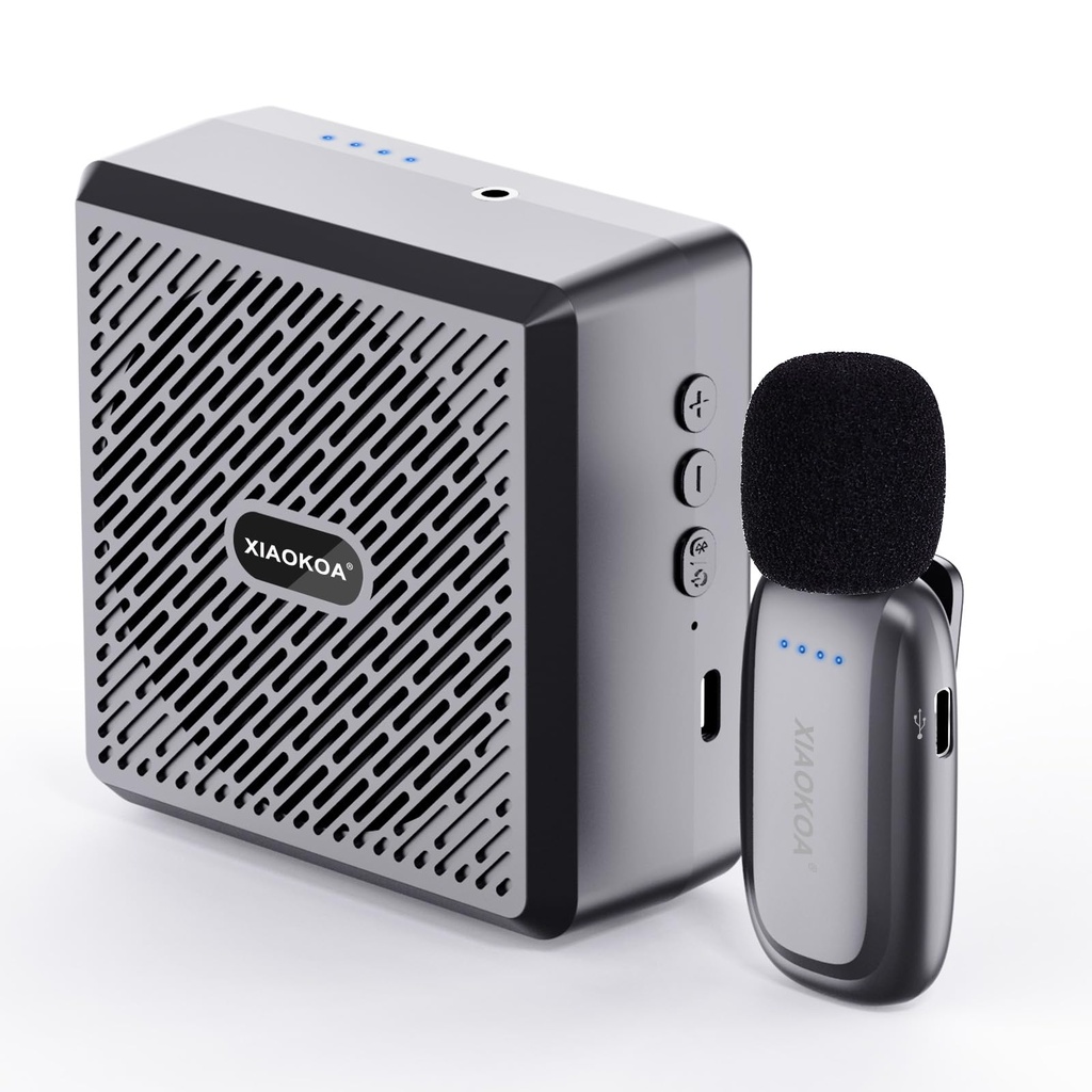 XIAOKOA Wireless Lavalier Microphone with Voice Amplifier for Teachers