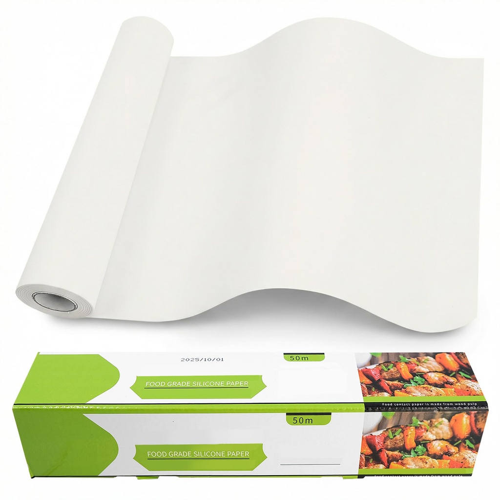 JJYHEHOT Baking Paper Roll 30cm x 50m, White Non-Stick Parchment Paper, Greaseproof Paper