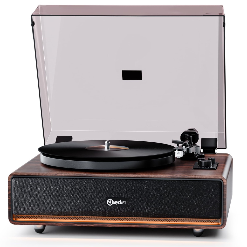 Mycket Vinyl Record Player, Bluetooth Turntable with Built-in Speakers Phono Preamp