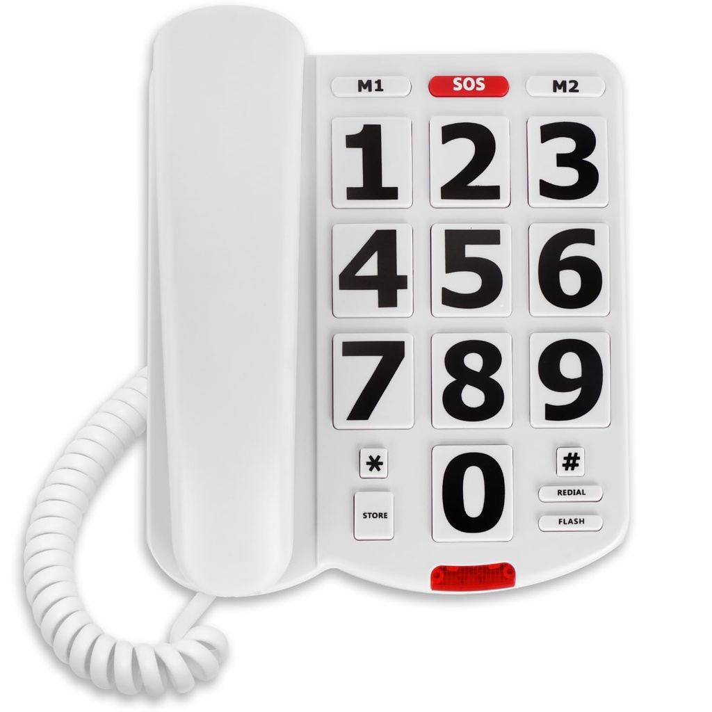 Big Button Desktop Phone for Seniors, Landline Telephone for Home with Number Memory