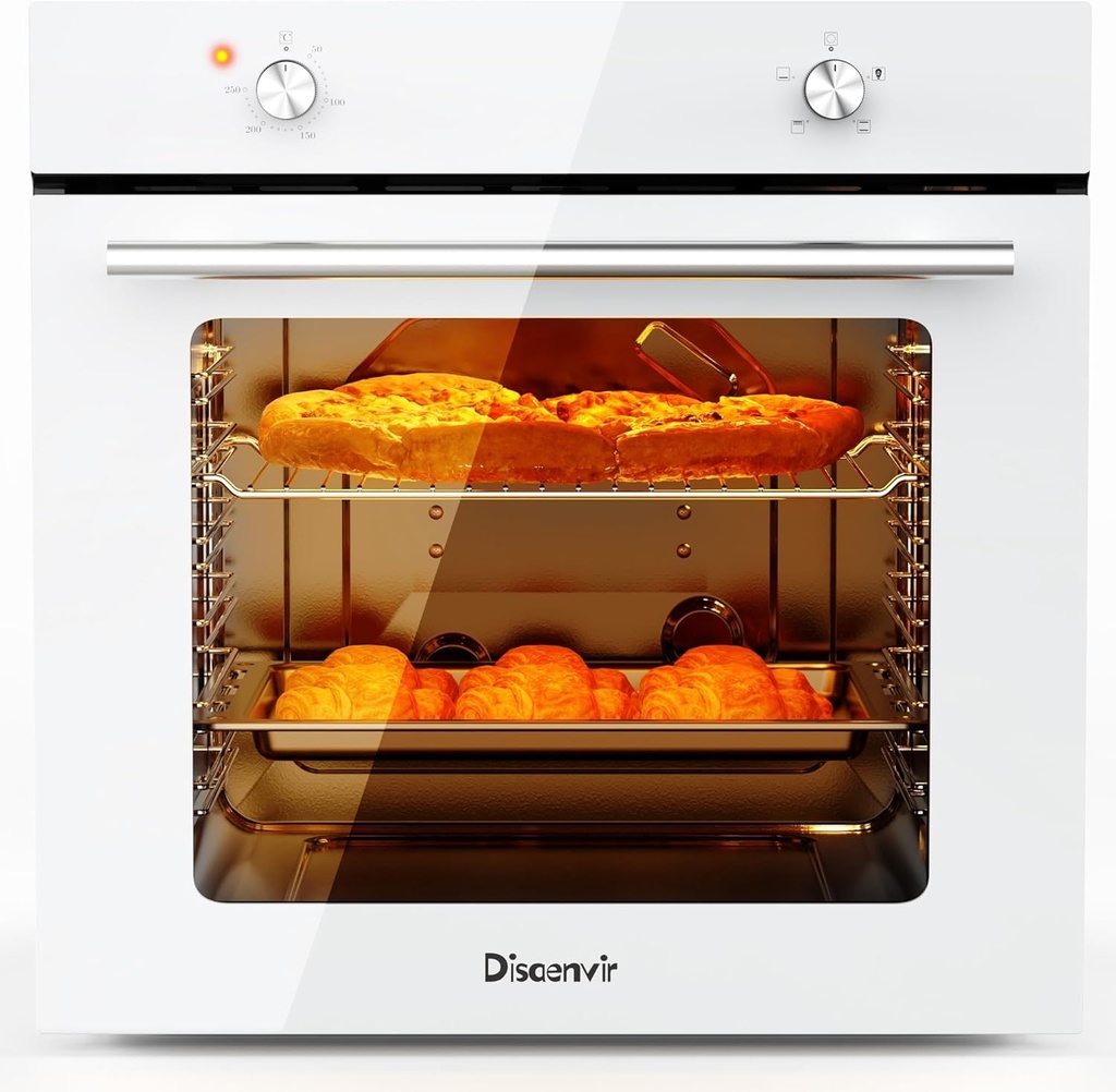 Disaenvir 65L Electric Oven, Built in Oven 60cm Wide - 4 Heating Mode 2200W, Ideal for kitch