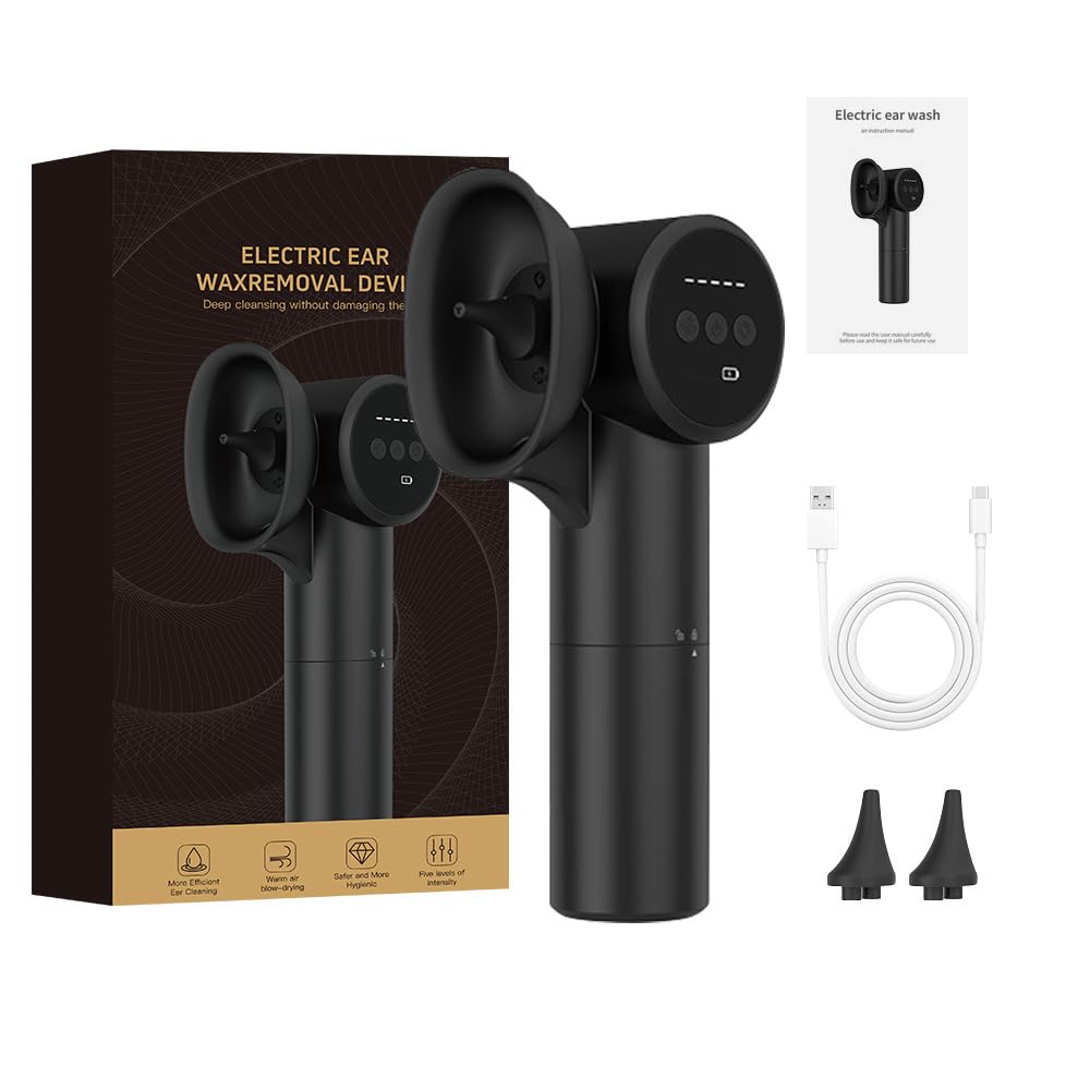 Ear Wax Removal with One-Piece Waste Tank,2-in-1 Cleaning & Warm Air Drying, 5Pressure Mode