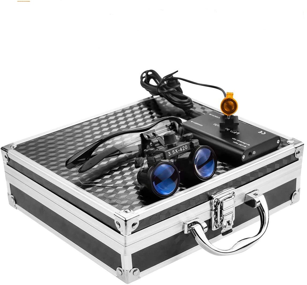 Mike Dental New Surgical Binocular Loupes 3.5X 420mm Working Distance Optical Glass +3W LED
