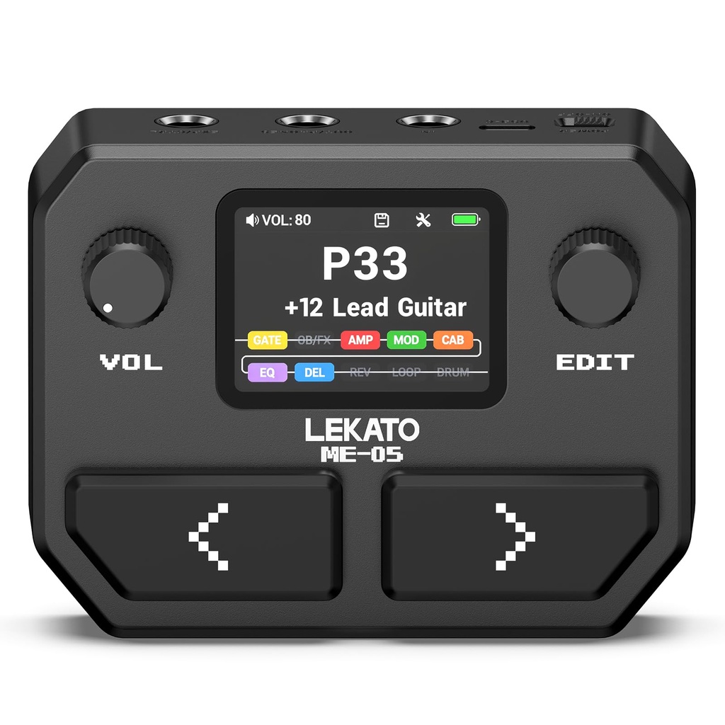 LEKATO Guitar Effect Pedals, Portable Guitar Bass Amp Modeling IR Cabinets Simulation, 40S