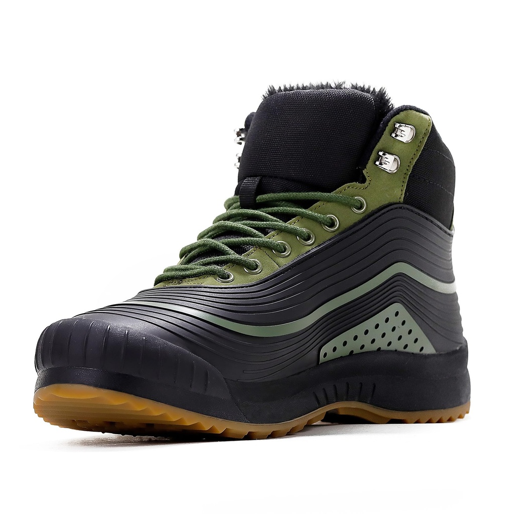 FOGOIN Winter Boots Men Waterproof Fur Lined Snow Boots Non Slip Warm Outdoor Winter Shoes,1