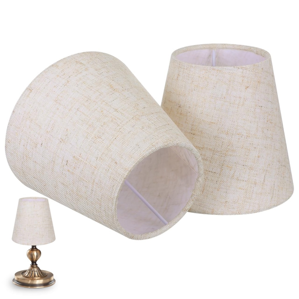 Balacoo 2 Pack Small Lampshades for Table Lamps, 14cm Clip On Cream Lampshade for Bedside L