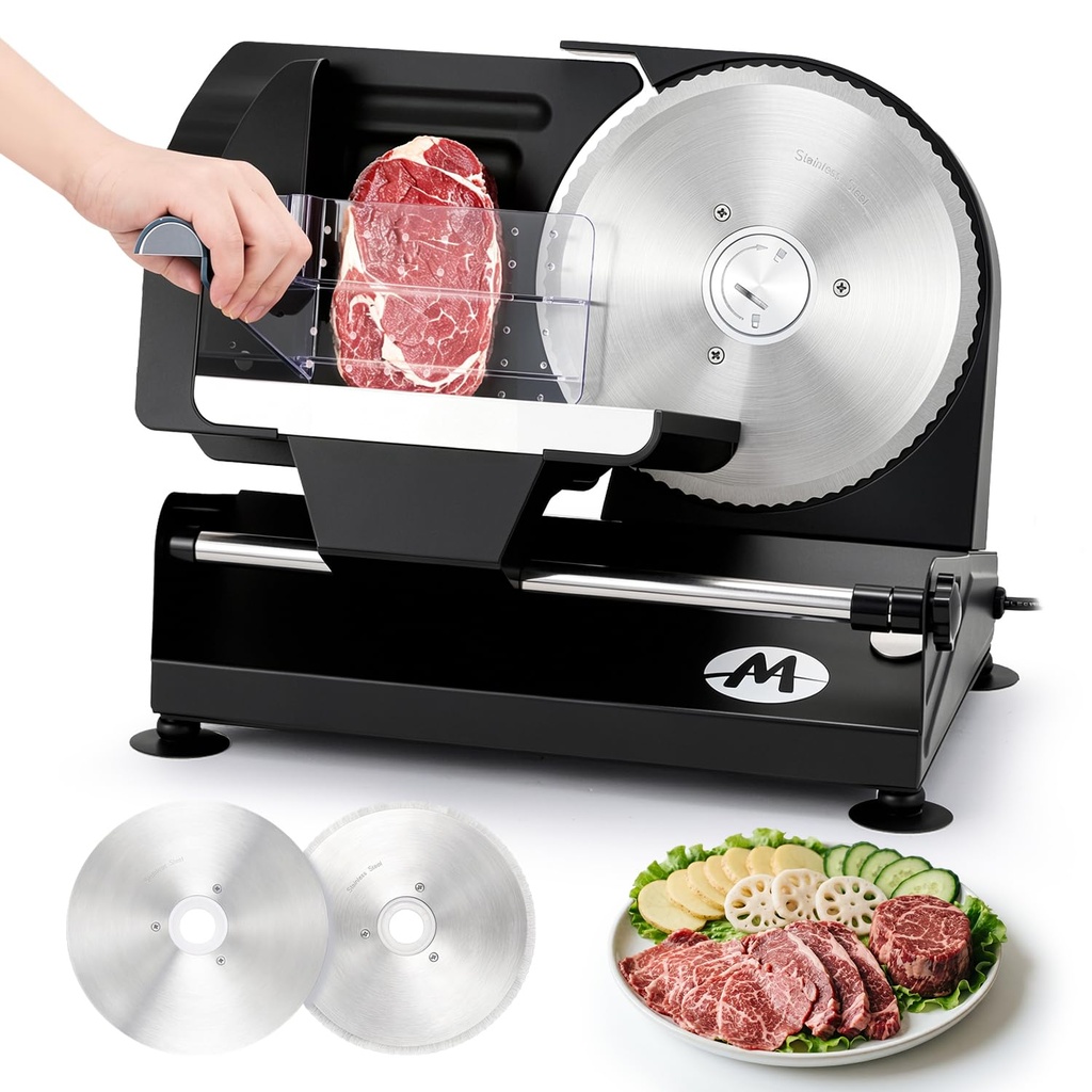 Moongiantgo Meat Slicer Electric Deli Food Slicer Bread Cutter Machine for Home Use, 1-20mm