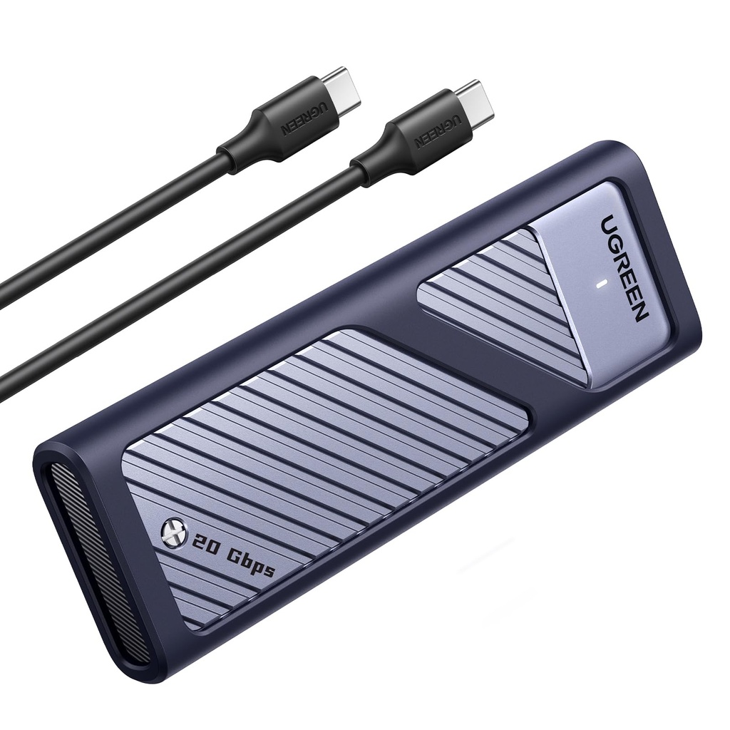 UGREEN 20Gbps M.2 NVMe and SATA SSD Enclosure, NVMe Enclosure with USB 3.2 Support Gen2 x 2,