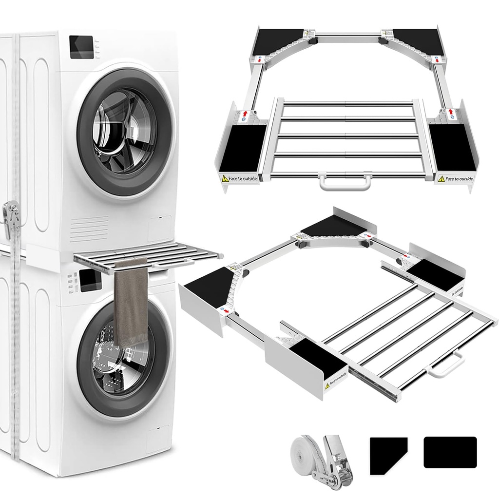 NIUXX Universal Stacking Kit for Washer and Dryer - Adjustable Stacker Frame for 53-68 cm Tu