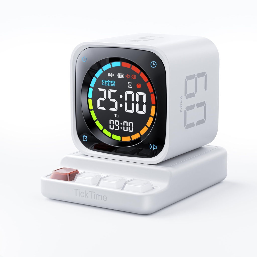Ticktime TK3 Pomodoro Timer Cube, Desk Productivity Timer with 5/10/30/60 Min Presets, Custom