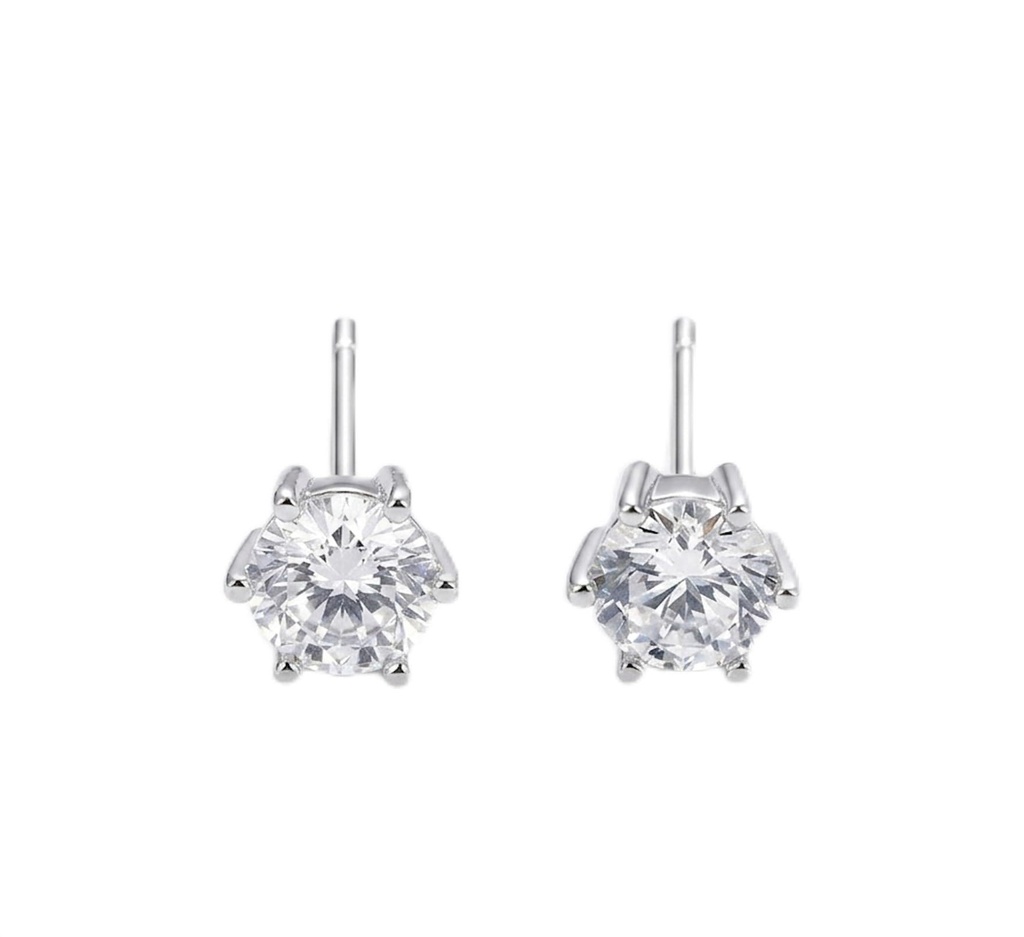 Clear Crystal Style Rhinestone Stud Earrings, Round Sparkly Crystal-Style Studs for Pierced
