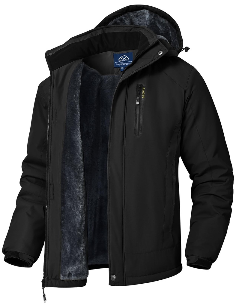 donhobo Men's Waterproof Warm Jackets,Mens Winter Fleece Ski Jackets,Outdoor Walking Hiking