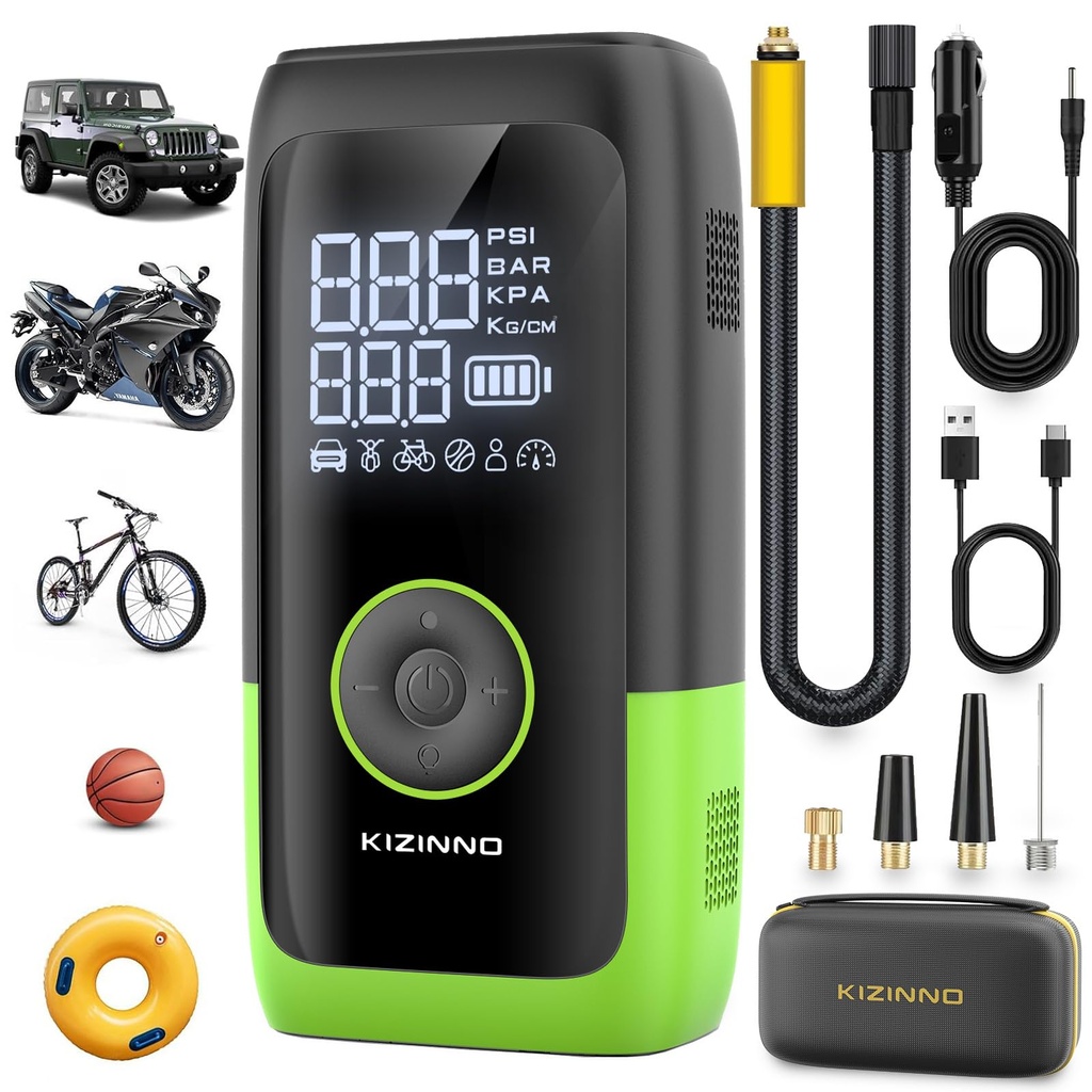 Tyre Inflator Portable Air Compressor, Ultra Fast Dual-Cylinder Air Pump for [Pickup & Large