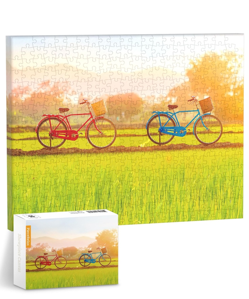 PieceRelax Canvas Wall Art Puzzles for Adults - Away from the City - Sun-kissed Green Field