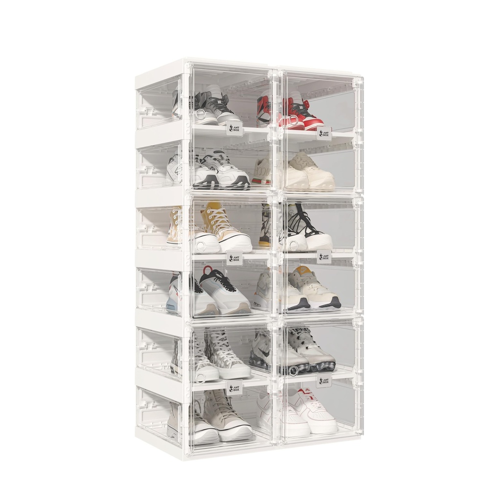 Mayi Box Plastic Clear Shoe Storage Box, Portable Foldable Shoe Rack Organizer for Hallway