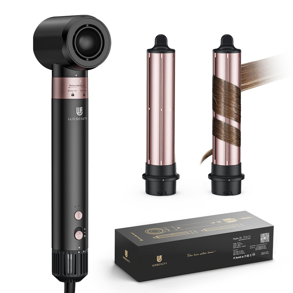 webeauty 3 in 1 Hot Air Styler,110,000 RPM, 20M/S Brushless High Speed Hair Dryer,