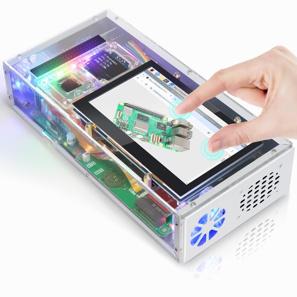 FREENOVE Computer Case Kit for Raspberry Pi 5 (NOT Included), 128GB M.2 NVMe SSD 800 MB/s,
