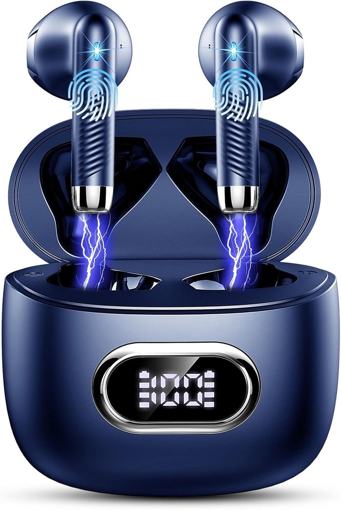 Wireless Earbuds, Wireless Bluetooth 5.4 Headphones with 4 ENC Noise Cancelling Mic, 13mm E