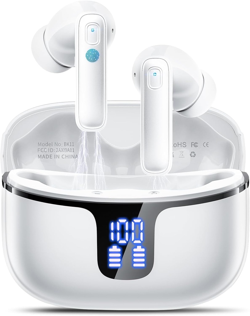 Wireless Earbuds, Bluetooth 5.3 Headphones Wireless Earphones with 4 ENC Noise Cancelling M