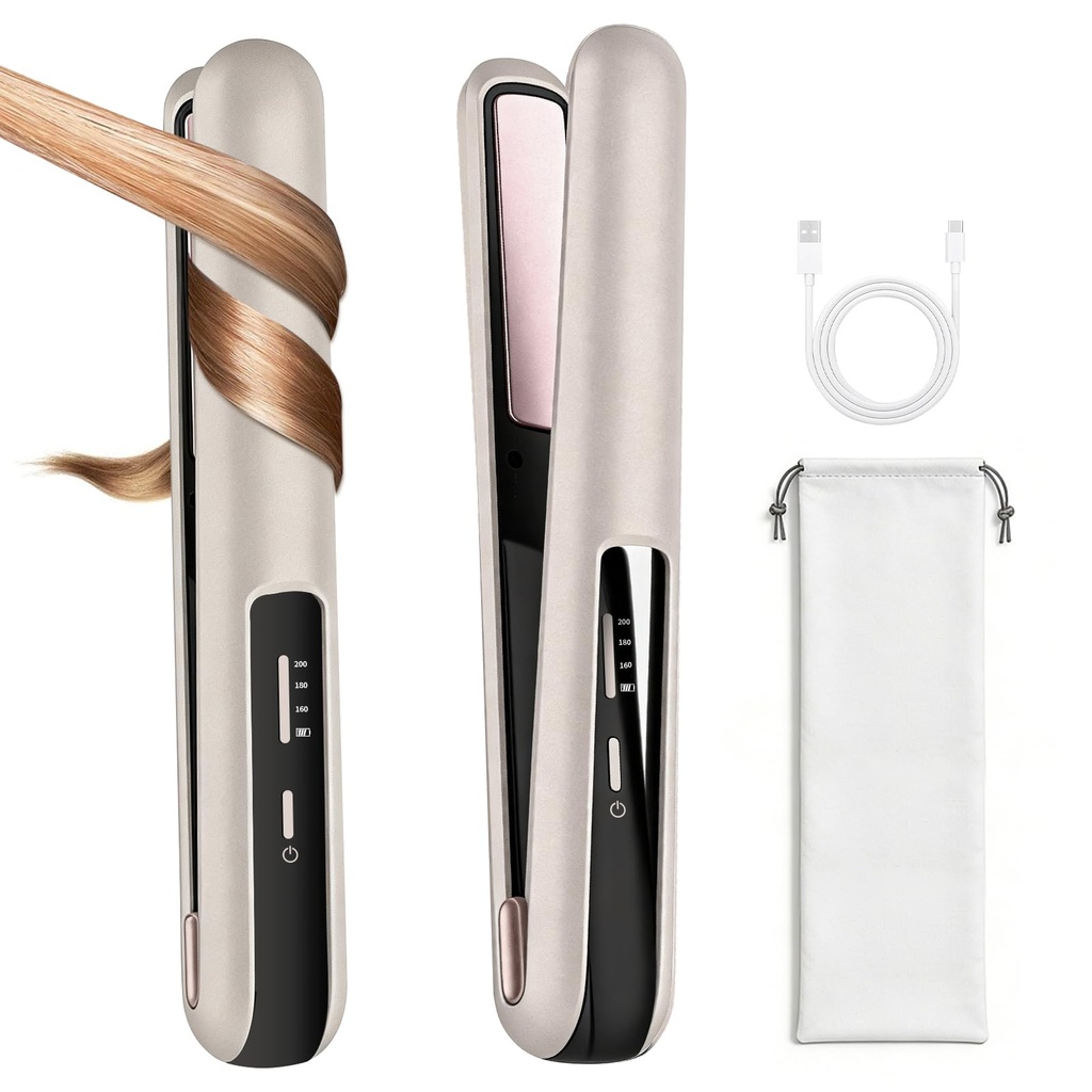 Mini Cordless Hair Straighteners for Women: 2 in 1 Travel Hair Straightener | Wireless Porta