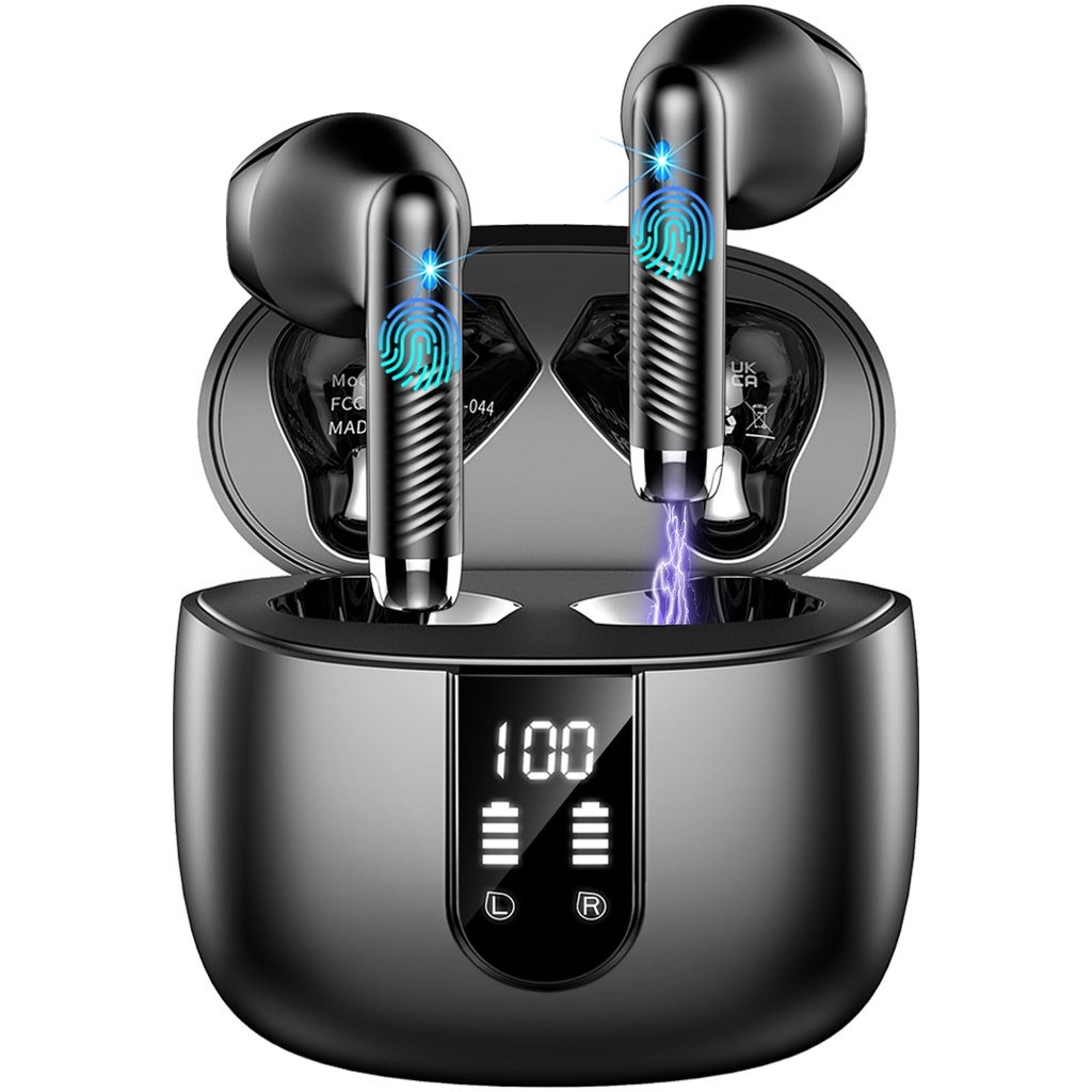 Wireless Earbuds, Bluetooth 5.4 Headphones in Ear 2025 Wireless Earphones with 4 ENC Mic, M