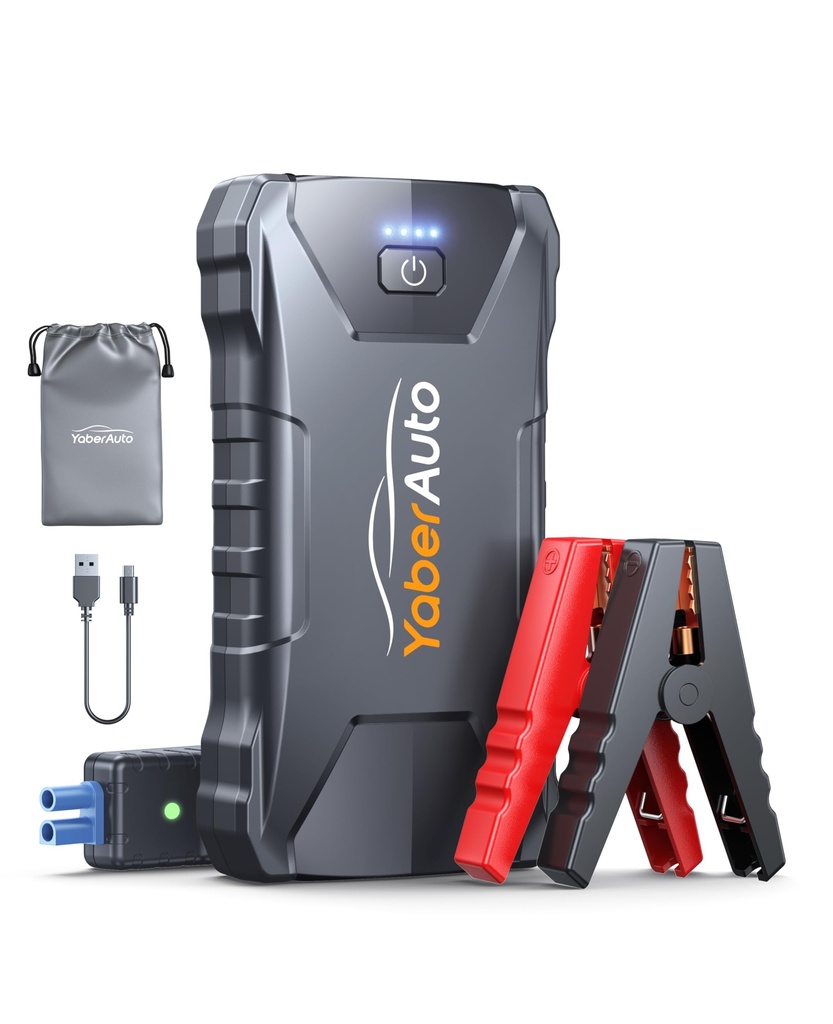YaberAuto Car Battery Booster Jump Starter Power Pack 5000A for 12V Vehicles (9.0L Gas or 8