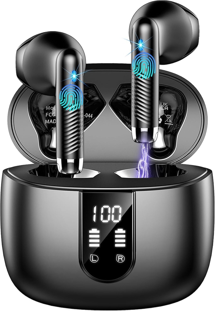 Wireless Earbuds, Bluetooth 5.4 Headphones in Ear 2025 Wireless Earphones with 4 ENC Mic, M