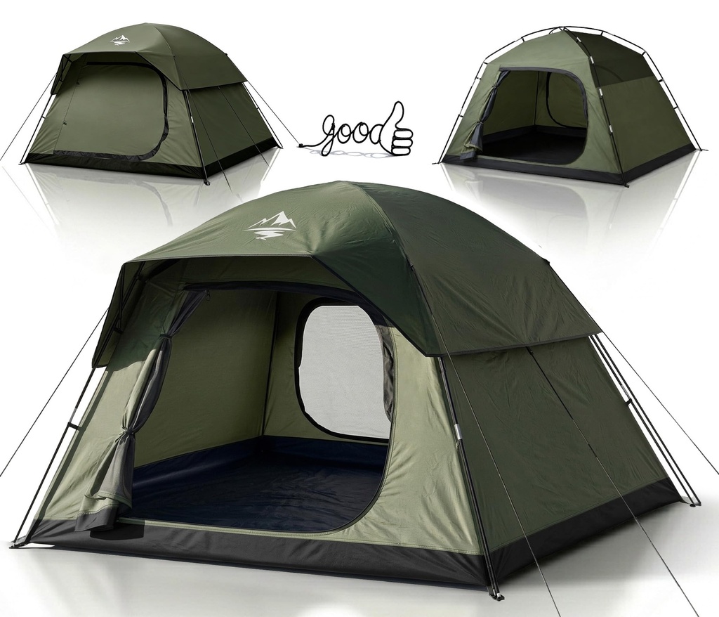 Purebox Tent for Camping - 4 Man Tent with 2 Doors & Rainfly Waterproof Camping Tents Light