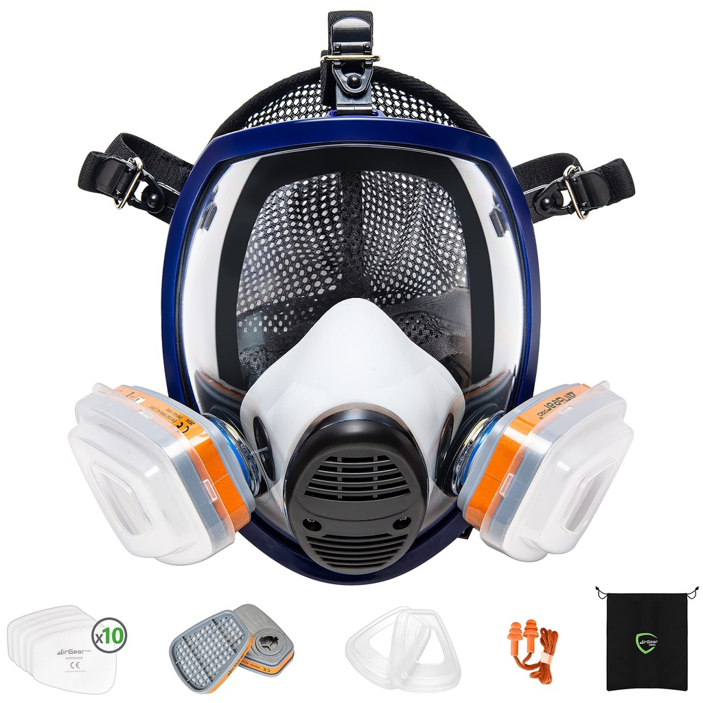 AirGearPro G-750 Respirator Full Face Mask with A1P2 Filters | Anti-Fog, Anti-Gas, Anti-Dus