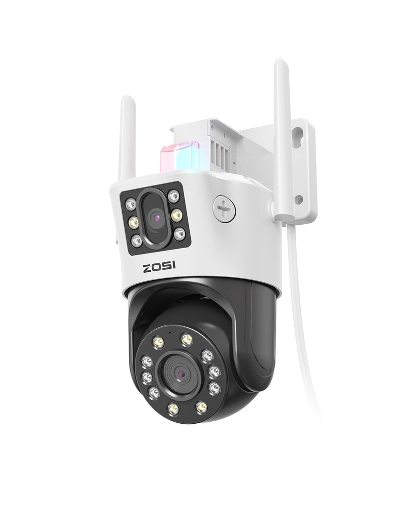 ZOSI Dual-Lens WiFi Outdoor Security Camera with 8X Hybrid Zoom, 4MP+4MP Dual View Home CCT