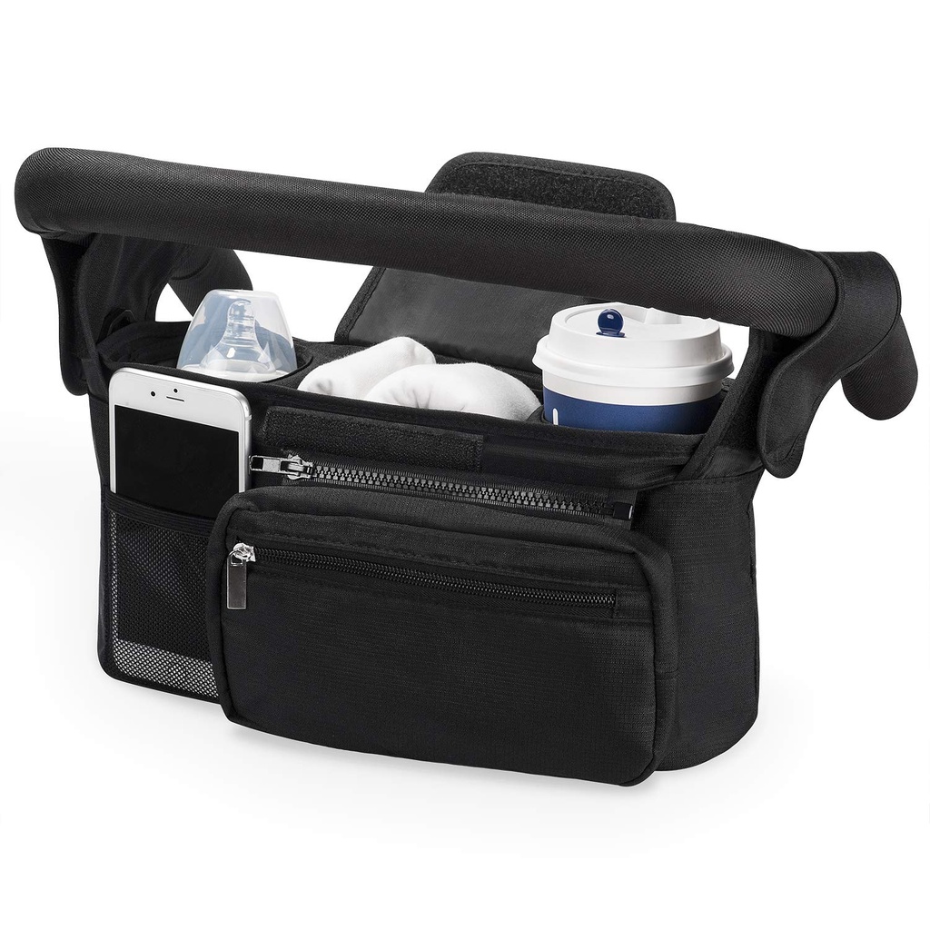 momcozy Baby Pushchair Organiser, 3 Insulated Cup HolderÂ´?Ã®Detachable Zippered Pocket, Ad