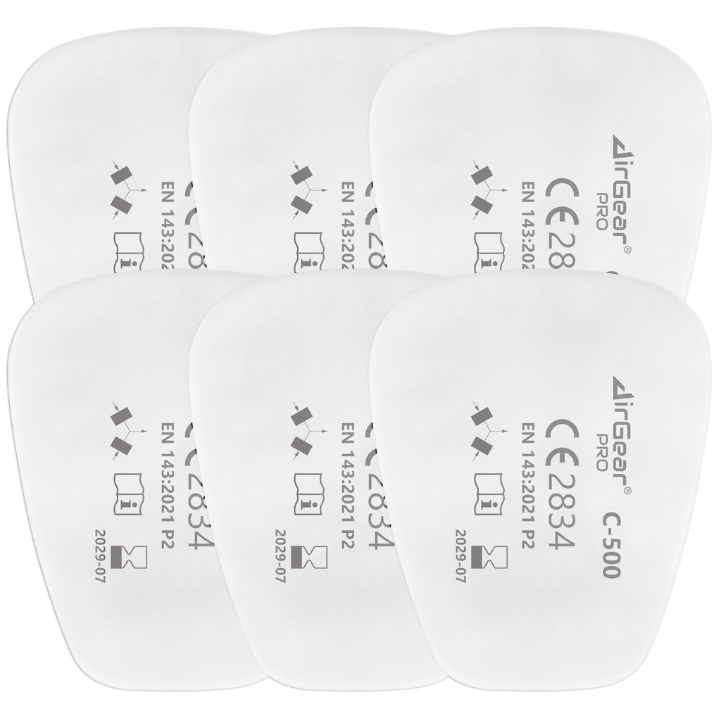 AirGearPro C-500 Filters for Reusable Respirator Mask | Anti-Dust Respirator filters Ideal