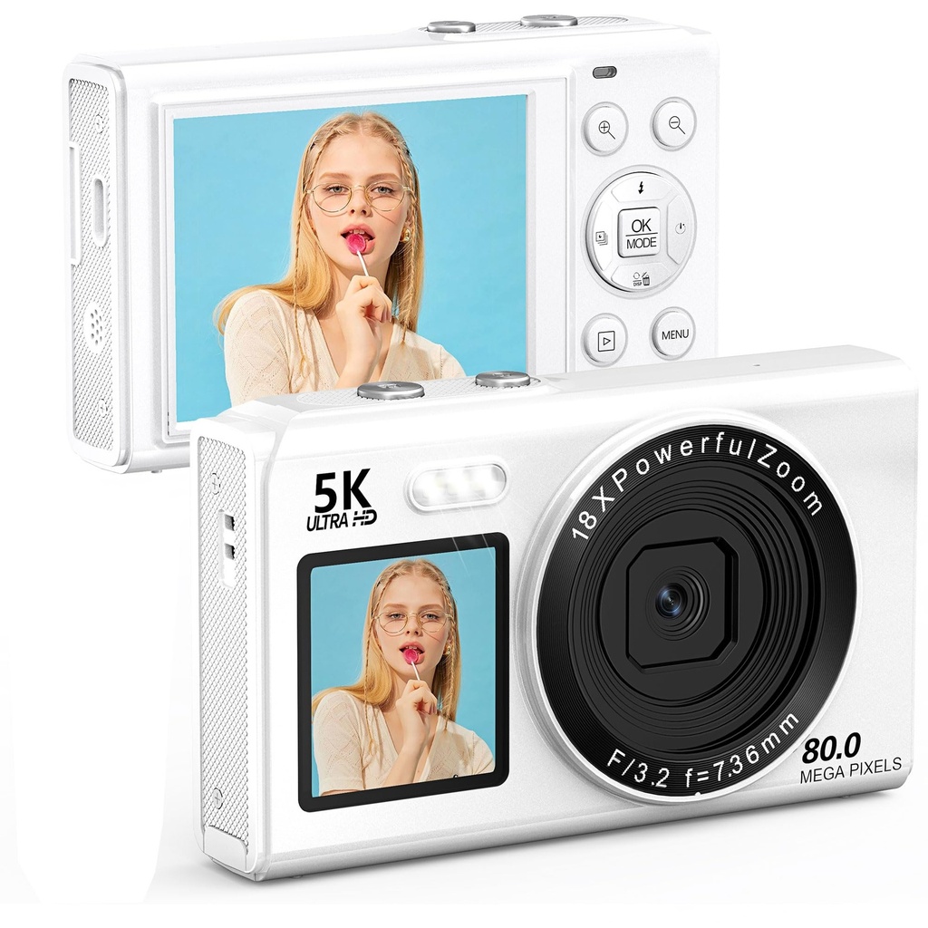 Longyi 5K 80MP Digital Camera Vlogging Photography Camera with WiFi, 18X Digital Zoom, Dual