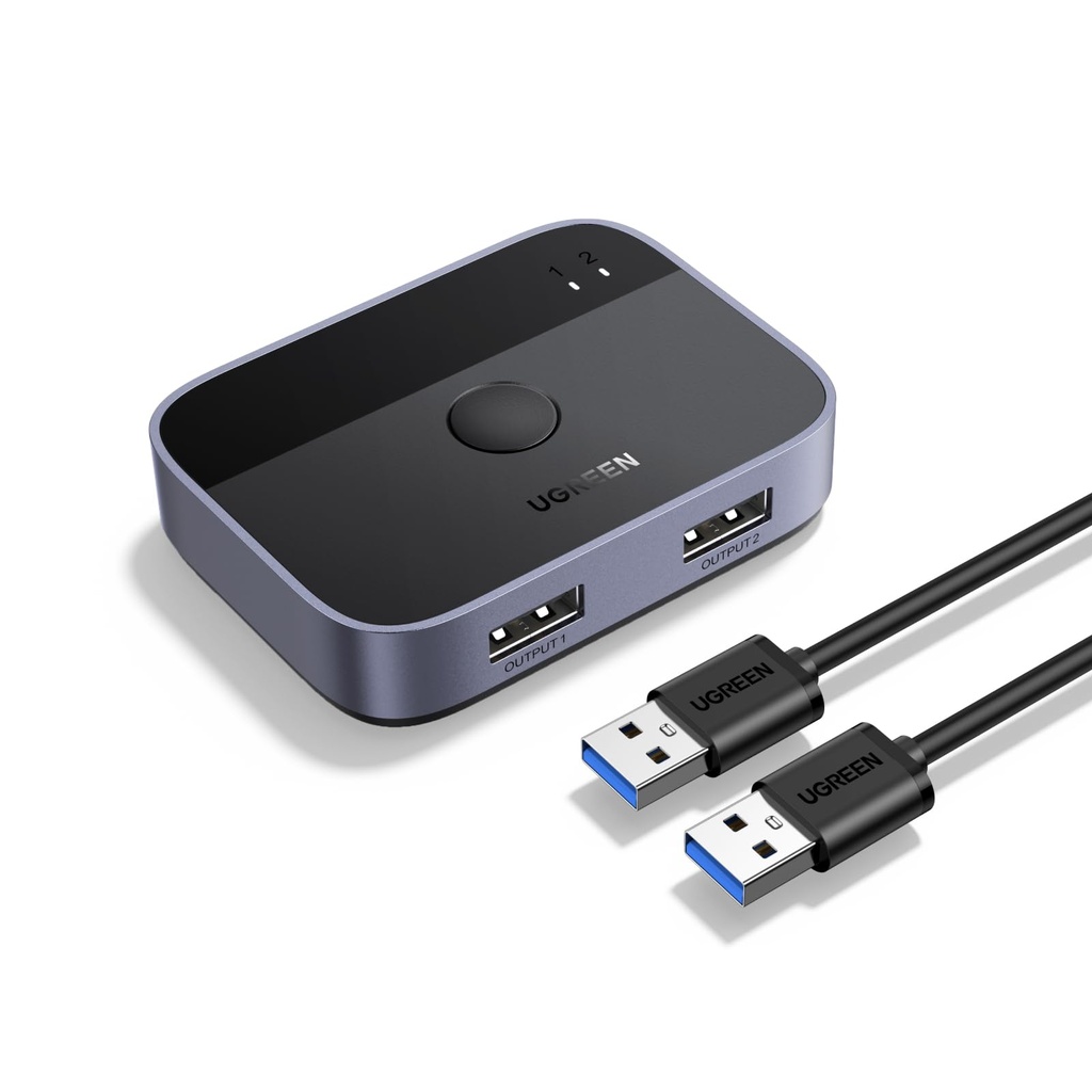 UGREEN USB Switch, USB 3.0 Switcher 2 In 2 Out 2 Computers Share 2 USB for Keyboard, Mouse,