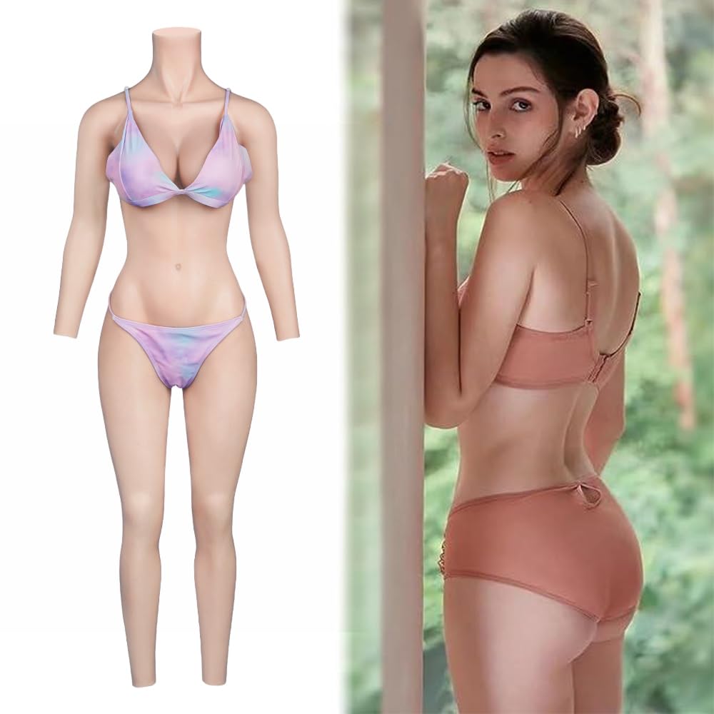 Minaky Silicone Bodysuit Breast Forms Breastplate with Arms and Catheter for Transgender 