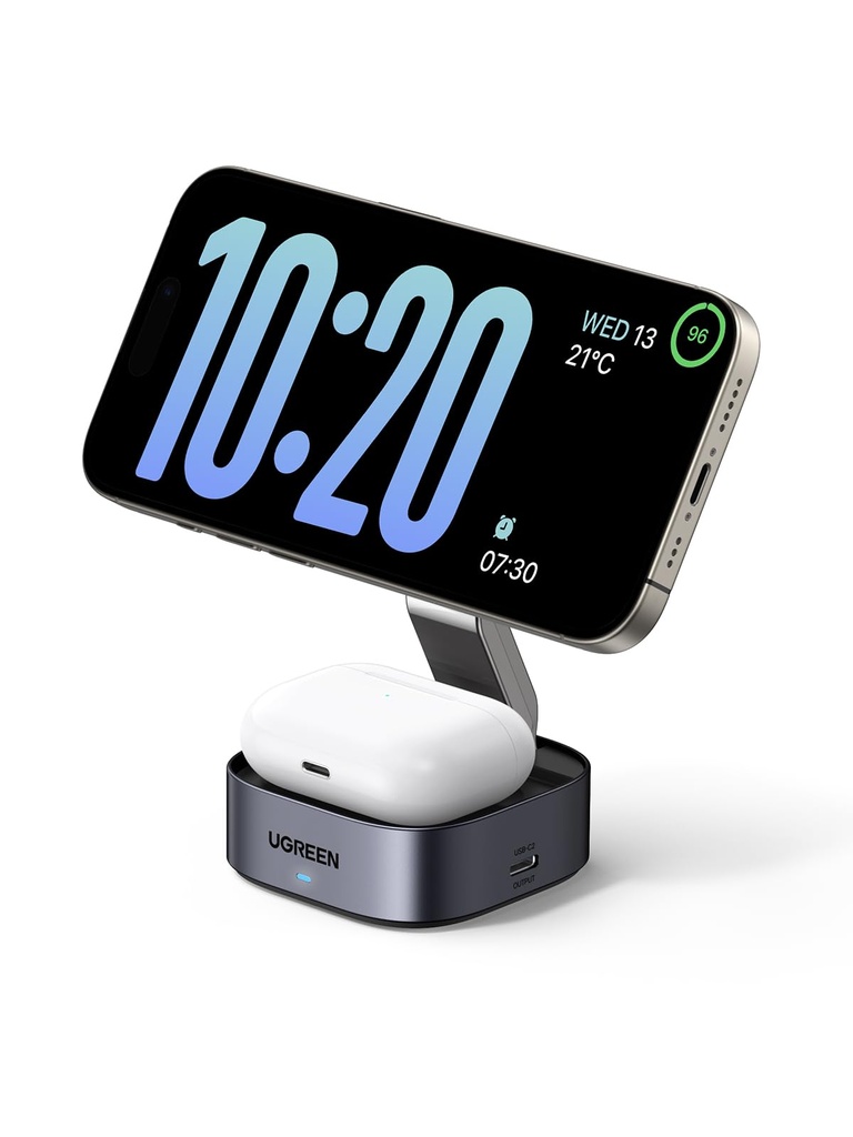 UGREEN MagFlow for MagSafe Charger Qi certified, 2-in-1 Wireless Charger Stand, Magnetic Cha