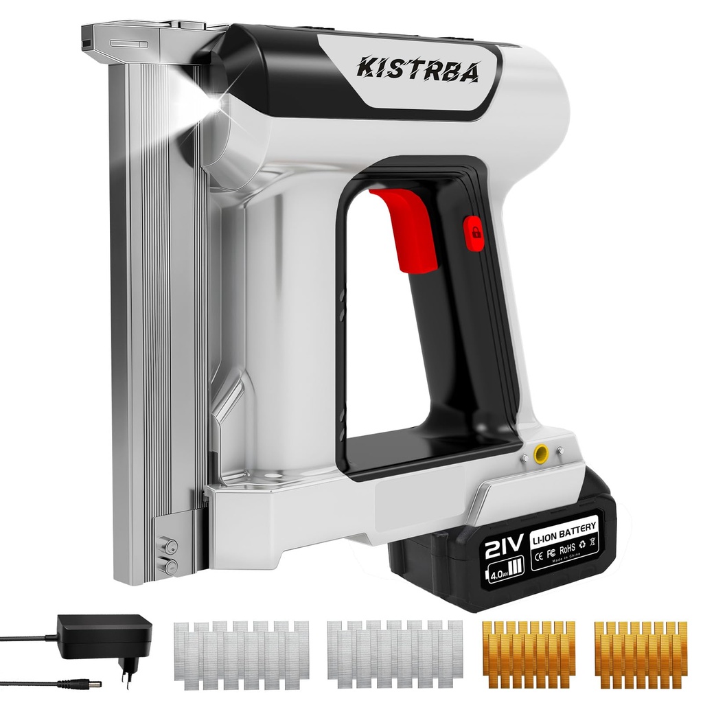 2 in 1 Cordless Brad Nailer/Stapler with 4.0Ah Bttery, 800W Recoilless Electric Nail Gun wi